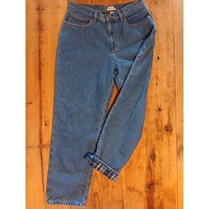 Vtg LL Bean Womens 12P Denim Straight Leg Relaxed Fit Plaid Flannel Lined Jeans